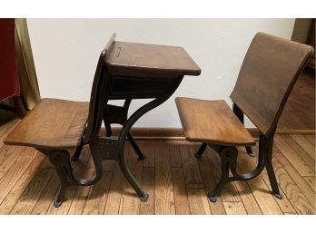 Vintage Two Piece Childs School Desk And Chair