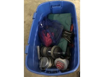 Tote Of Assorted Camping Stuff