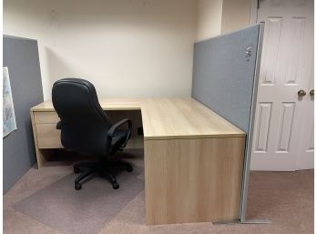 Office- L Shaped Desk, Chair & Divider 1 Of 2