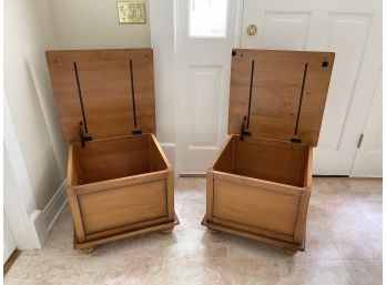 Pottery Barn Wooden Storage Cube Side Tables - A Pair