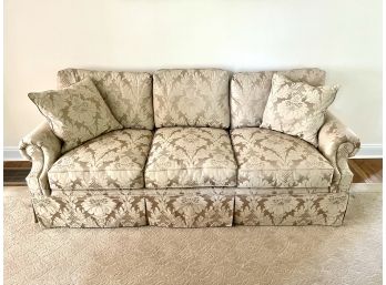Harden Damask Upholstered Rolled Arm Sofa W Matching Pillows