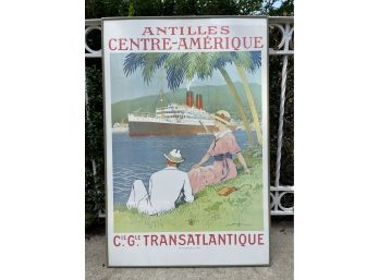 Antilles Centre Amerique-  Central America Cruise Ship Sandy Hook C.1970 Poster- Framed