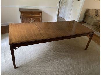 Chinese Style Burl Top Dining Table W 2 Leaves