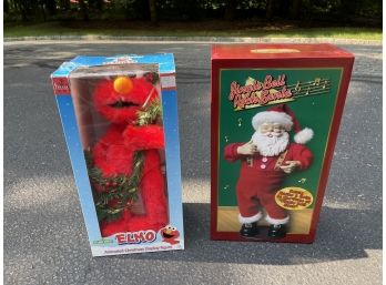 Jingle Bell Rock Santa & Elmo Animated Xmas Display Figure