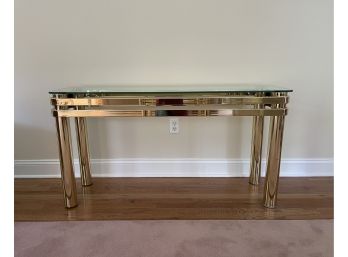 Vintage Brass & Glass Console Table