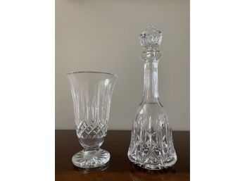 Waterford Crystal Ballyshannon Pattern Decanter & Vase