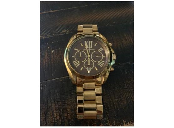 Michael Kors  Chronograph Watch In Gold And Maroon