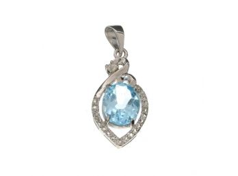 0.6k Fine Jewelry 3.30CT Blue Topaz And White Charm