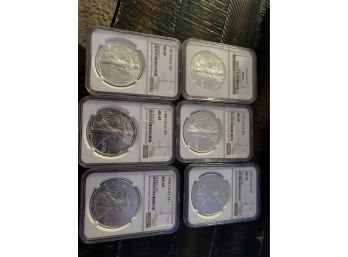 6-  Ms 69 Assorted Silver Eagle Dollar Coins