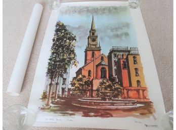2 Signed Boston Old North Church Prints