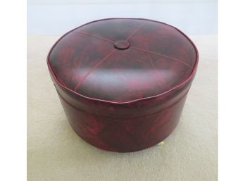Vintage Faux Leather Round Ottoman