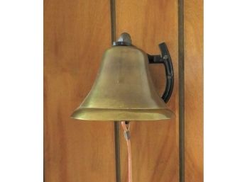 Vintage Wall Brass School House Bell With Horseshoe Mount