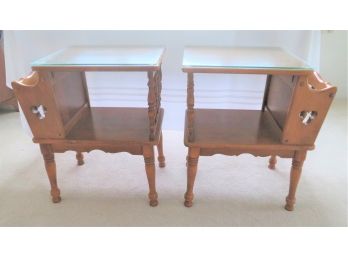 Vintage Ethan Allen Pair Of Spindle Magazine Tables