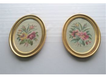 Pair Of Needlepoint Oval Frames