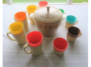 Raffiaware Burlap Plastic Pastel Tumblers Mugs And Ice Bucket