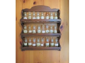 Wood Wall Spice Rack With Glass Spice Jars