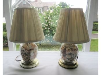 Pair Of Seashell Filled Table Lamps