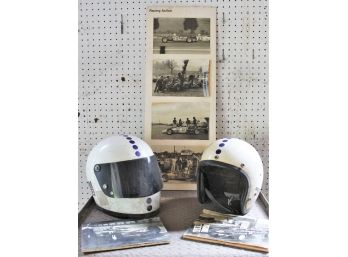 Vintage 1970's Racing Helmets Approved By The Snell Memorial Foundation With Bonus Racing Photos