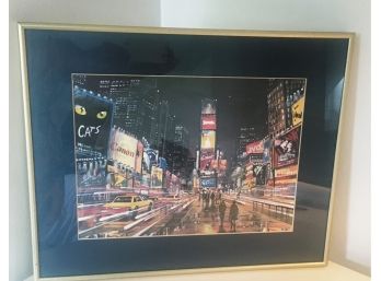 Times Square By Night Matted And Framed