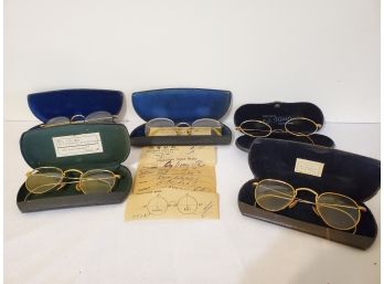 Assortment Of Vintage Gold Filled Prescription Eyeglasses & Cases