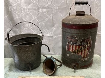 Galvanized Container And Bucket With Funnel
