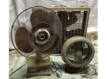 Vintage Tripl-Aire Fan, KelAire Box Fan, & 16' Oscillating Fan