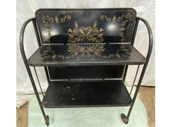 Vintage Folding 2-tier Metal Cart Or Bookcase