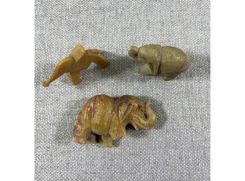 Carved Elephants: Mini Size From1 1/2 Inches In Length To 2 1/2 Inches In Length.