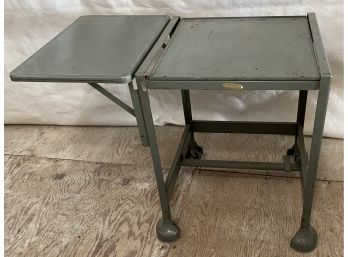 Sturdy Metal Table On Wheels With Side Extension