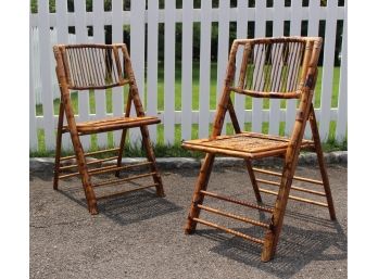 Set Of 12 Hand-made Authentic Bamboo Folding Chairs
