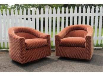 Pair Of Jalen Corp. Upholstered Swivel Chairs