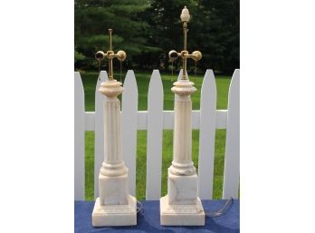 Beautiful Pair Of  Solid Marble Lamp Bases