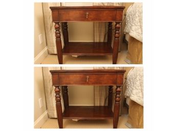 Pair Of Wooden One Drawer End Tables