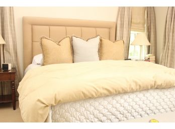 Upholstered Button Tufted King Headboard,frame And Throw Pillows