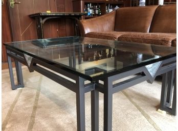Glass Top And Metal Base Coffee Table