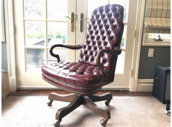 Ethan Allen Maroon Tuft Leather Executive Chair