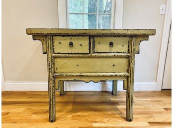 Country French Work Table With Distressed Finish