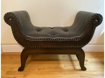 Black Tufted Bench With Hobnail Detail