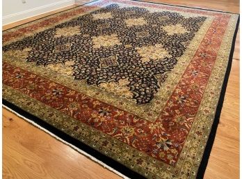 Large Persian Style Wool Area Carpet W/ Six Medallion & Floral Pendant Motif (1)