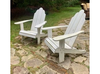 Pair White Adirondack Chairs