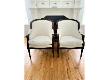 Pair Bergere Style Side Chairs In Ivory