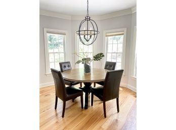 Lillian August Circular Pedestal Table With Four Tufted Leatherette Chairs