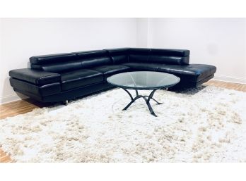 Black Contemporary Sectional Sofa In Faux Leather