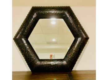 Octagonal  Mirror With Distressed Finish