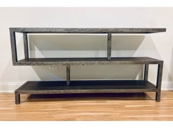 Industrial Style Modern Console In Walnut Wood Finish & Brushed Metal Finish