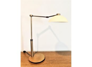 Modern Halogen Table Lamp With Glass Shade In Bronze Finish