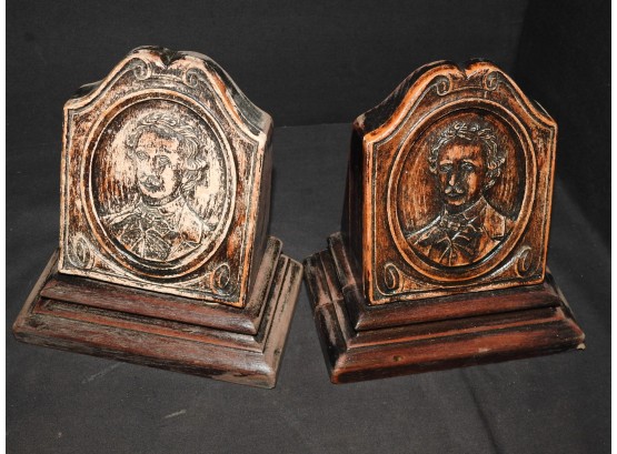 Old Wooden Weighted Bookends