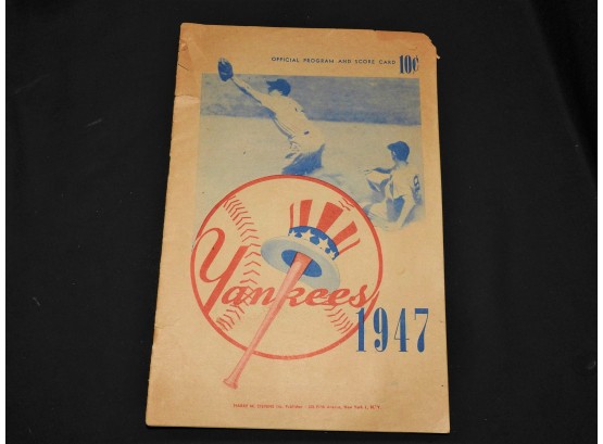 1947 New York Yankees Baseball Program And Scorecard