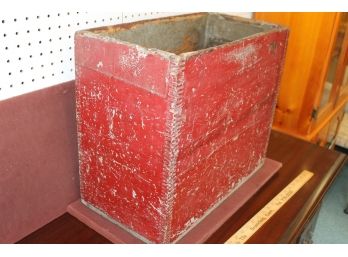 OLD Country BOX With GREAT Distress And RED Paint - Crate With Nice Unusual Tall Shape