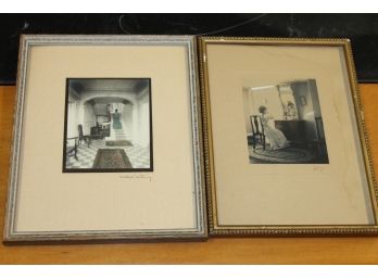 LOT Of TWO - Small Size SIGNED WALLACE NUTTING Interior Scenes - Old FRAMED Art Print